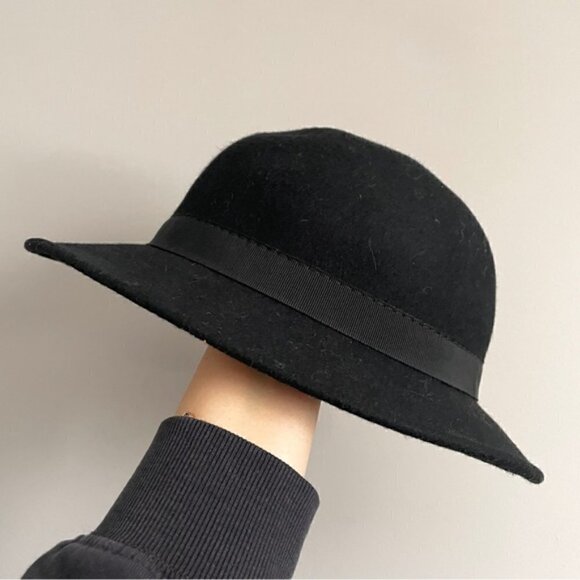 Vintage Charles Jourdan Paris Black Wool Brim Hat - Small 🇫🇷 - Picture 6 of 11